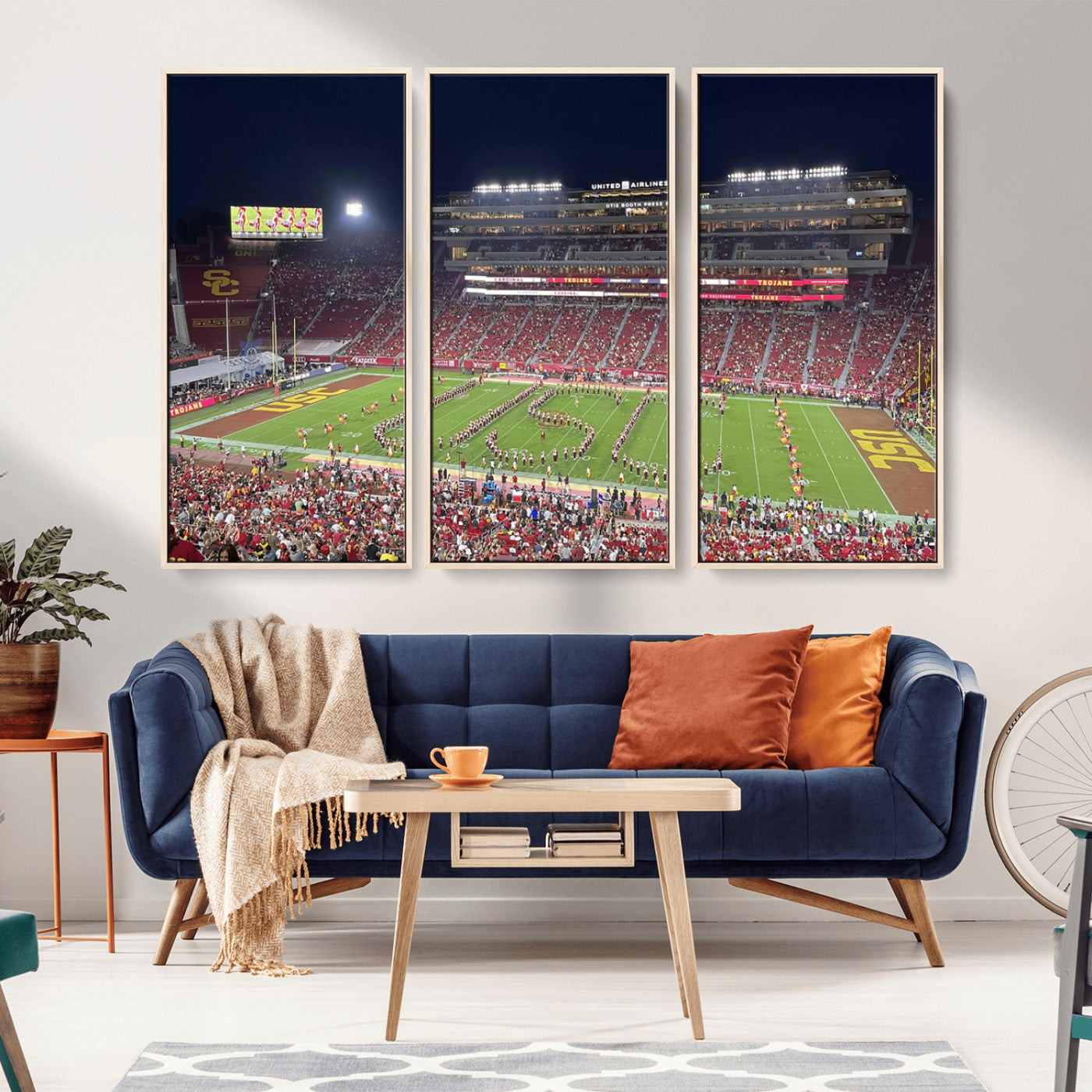 MGV-FC-48X32-3P - The University of Southern California USC Trojans Football Team Print - Los Angeles Memorial