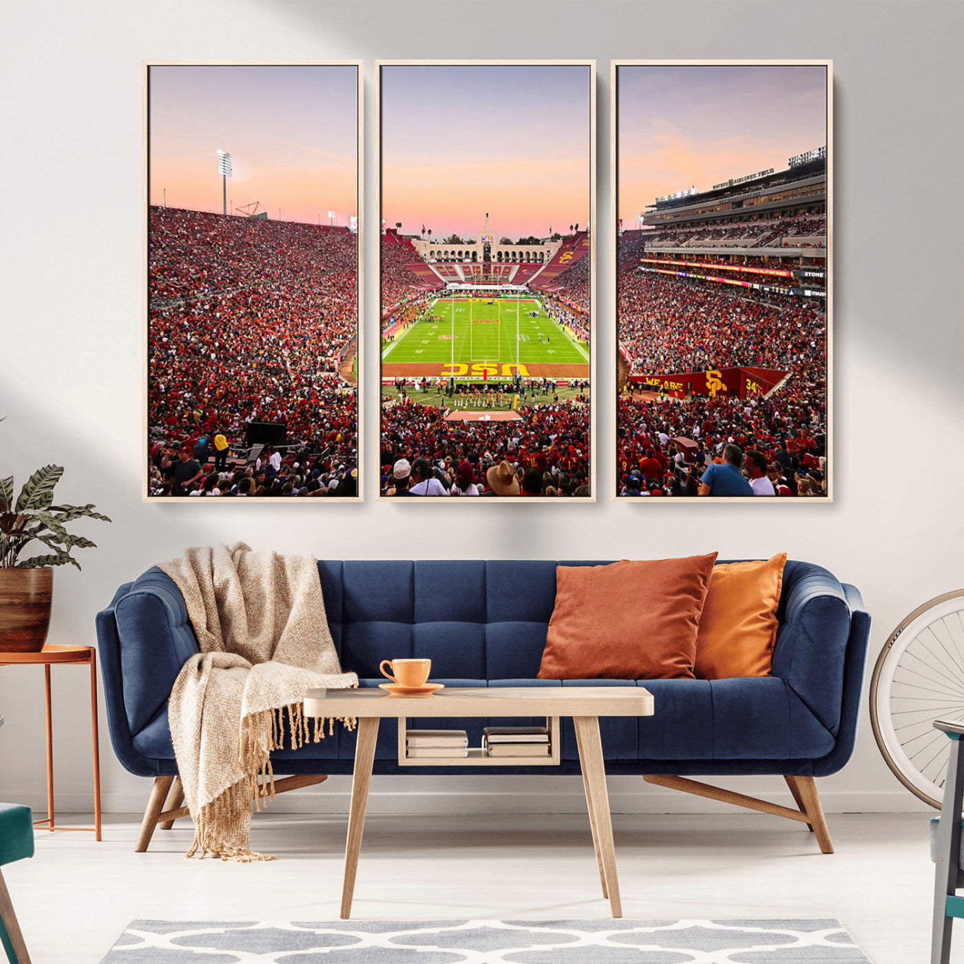 MGV-FC-48X32-3P - The University of Southern California USC Trojans Football Team Print - Los Angeles Memorial