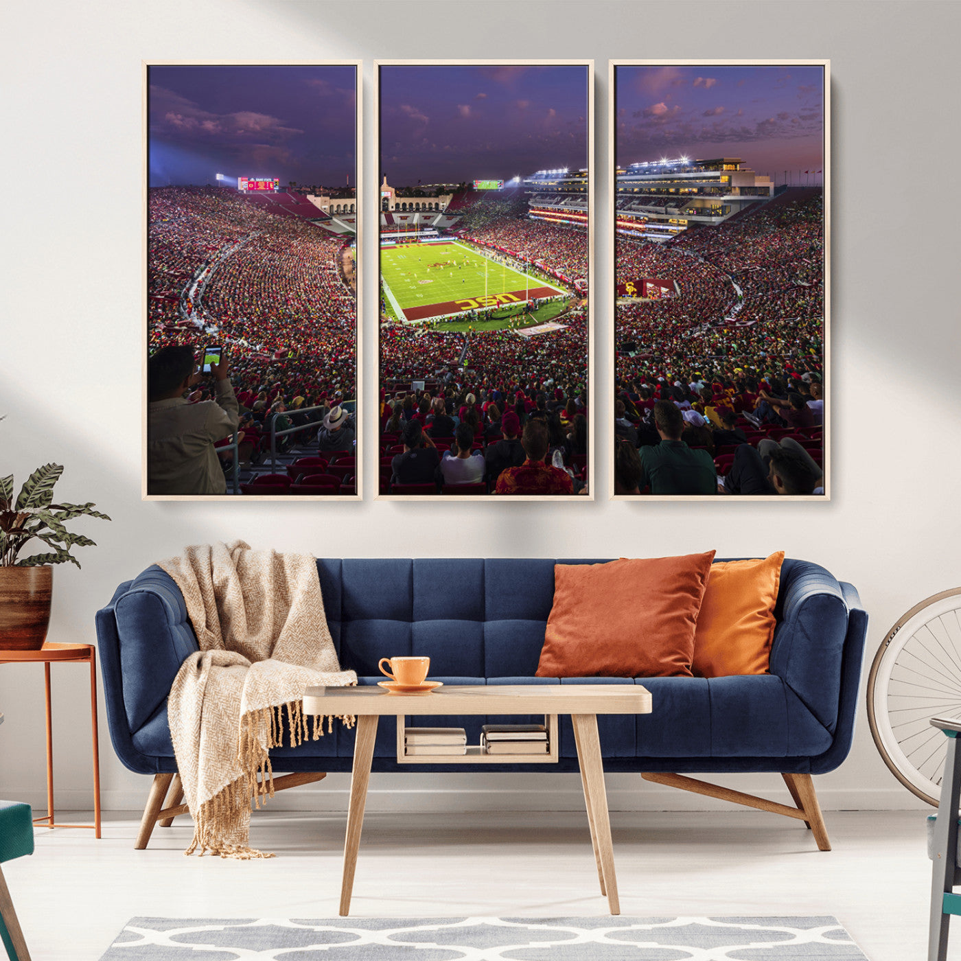 MGV-FC-48X32-3P - The University of Southern California USC Trojans Football Team Print - Los Angeles Memorial