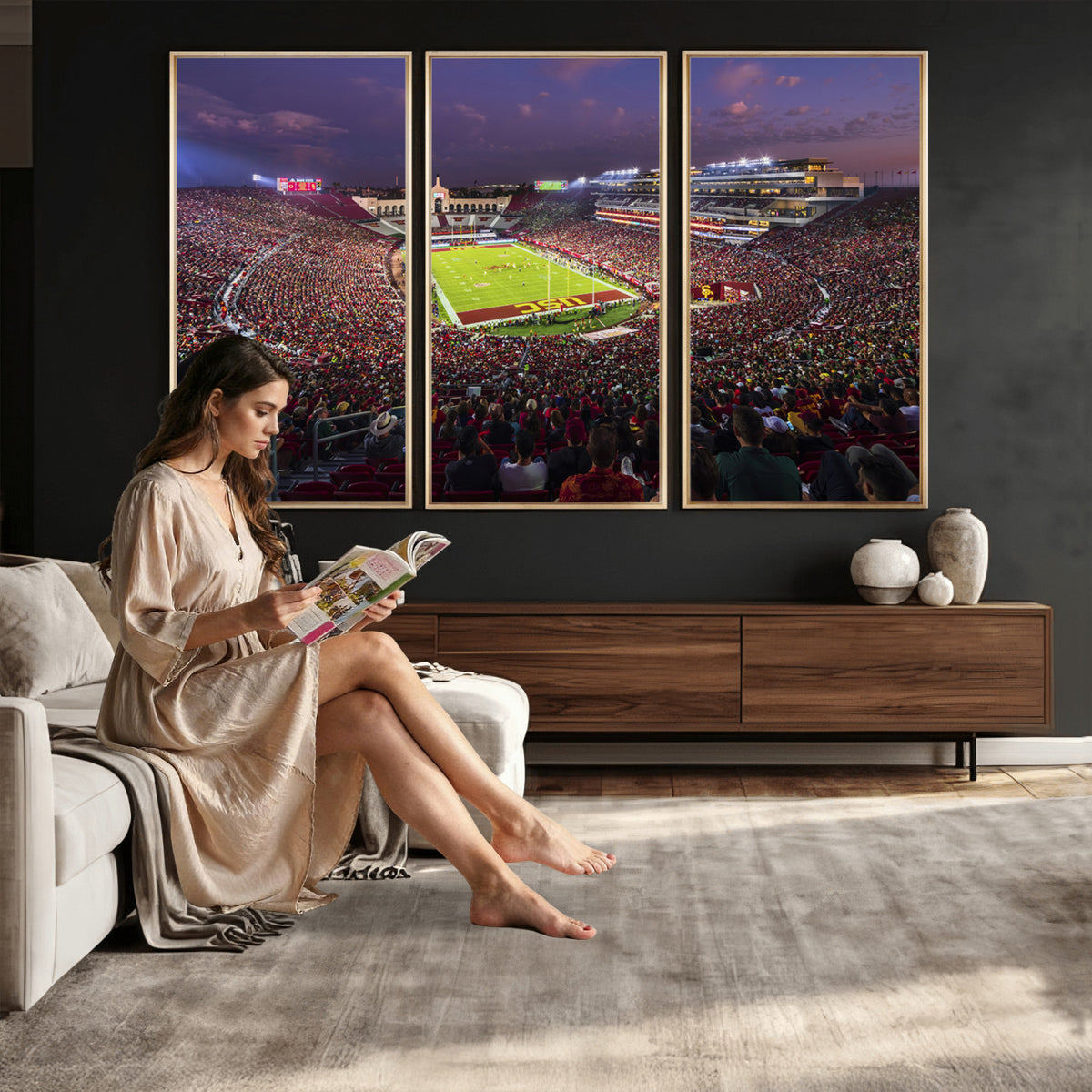 73373-MGV-CV-36X24 - The University of Southern California USC Trojans Football Team Print, Extra Large Game Room Wall Decor