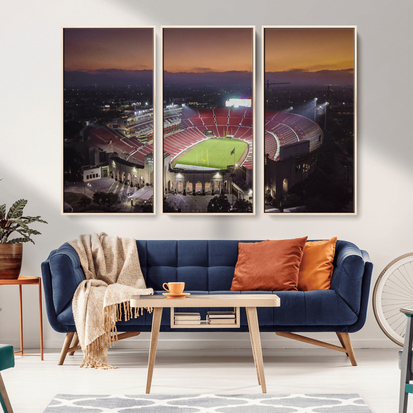 MGV-FC-48X32-3P - The University of Southern California USC Trojans Football Team Print - Los Angeles Memorial