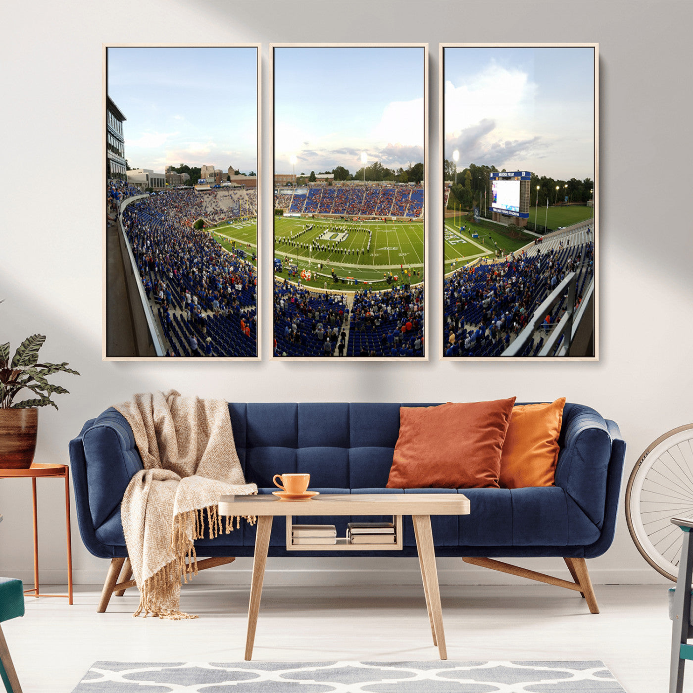 MGV-FC-48X32-3P - The Duke University Blue Devils Football Team Print - Durham Wallace Wade Stadium Wall Art Canvas