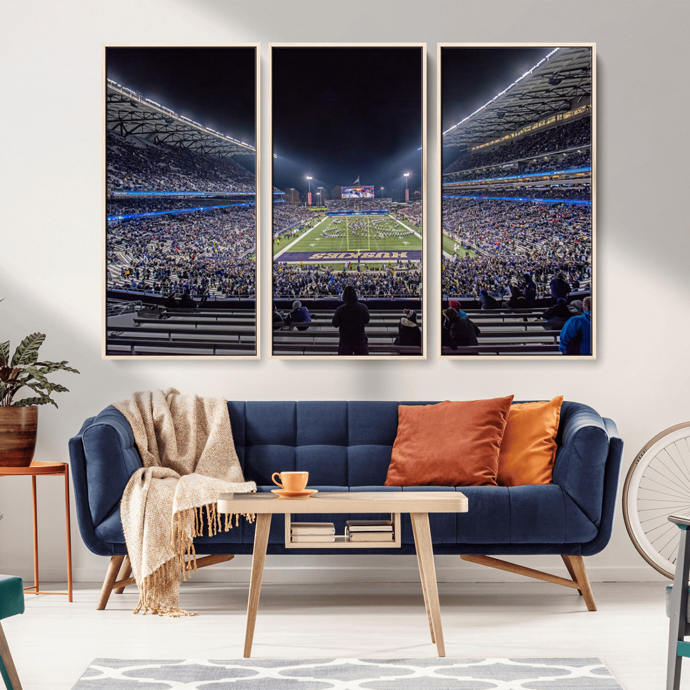 MGV-FC-48X32-3P - The University of Washington Huskies Football Team Print - Seattle Husky Stadium Wall Art Canvas