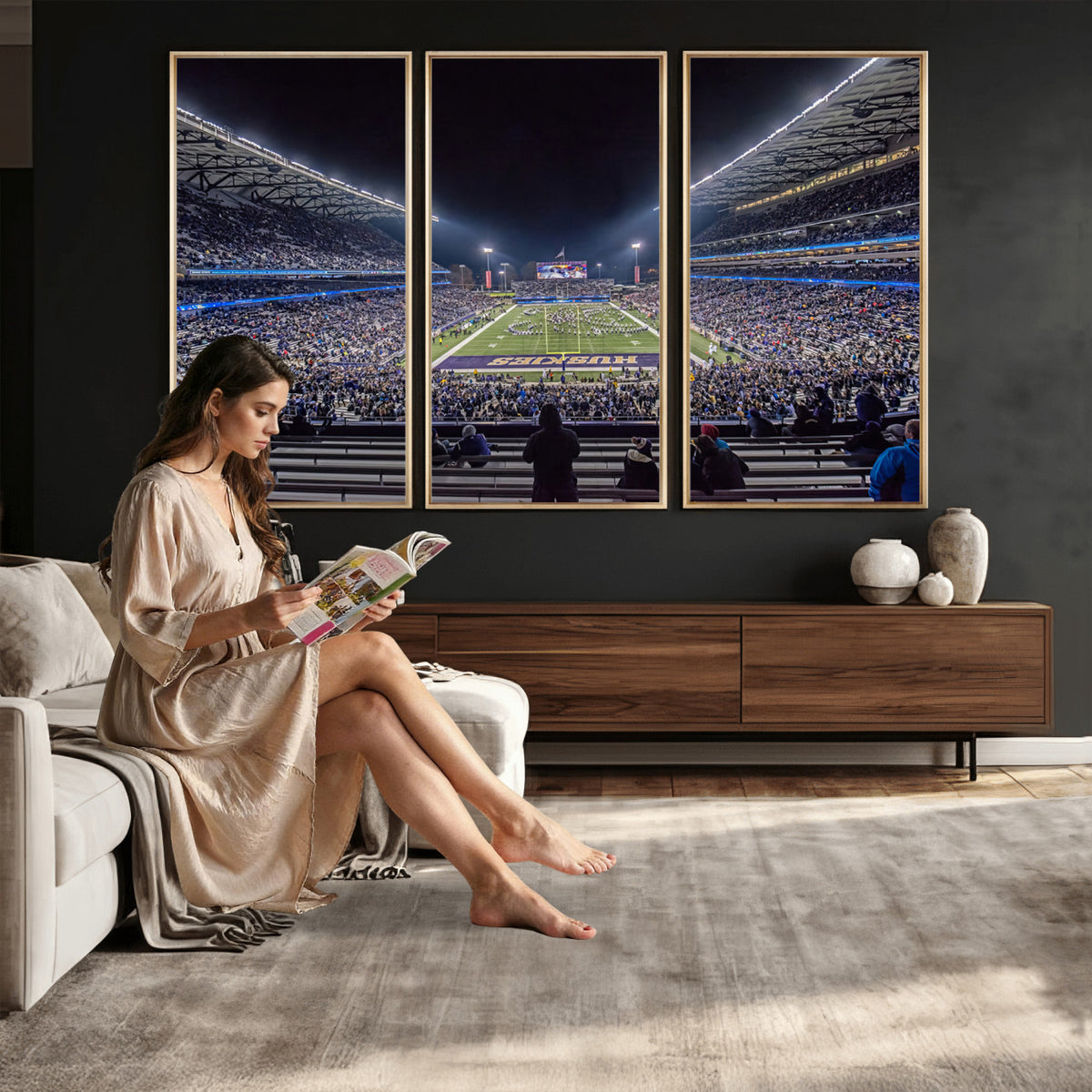 85780-MGV-CV-36X24 - The University of Washington Huskies Football Team Print, Extra Large Game Room Wall Decor