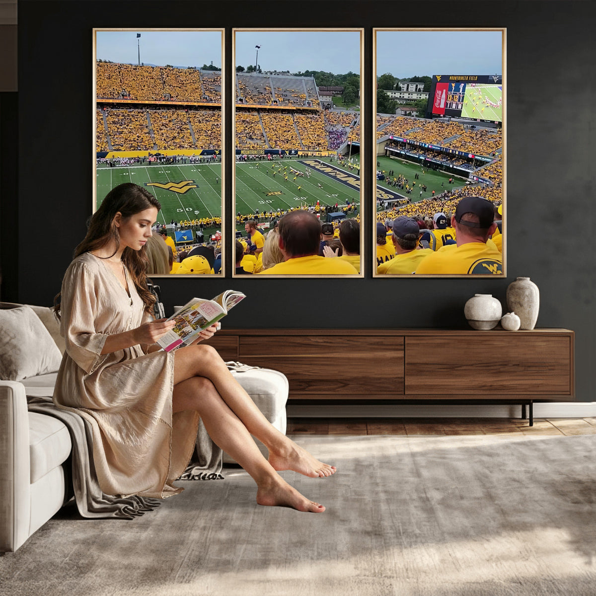 18056-MGV-CV-36X24 - Puskar Stadium Canvas Print Wall Art, Morgantown Print