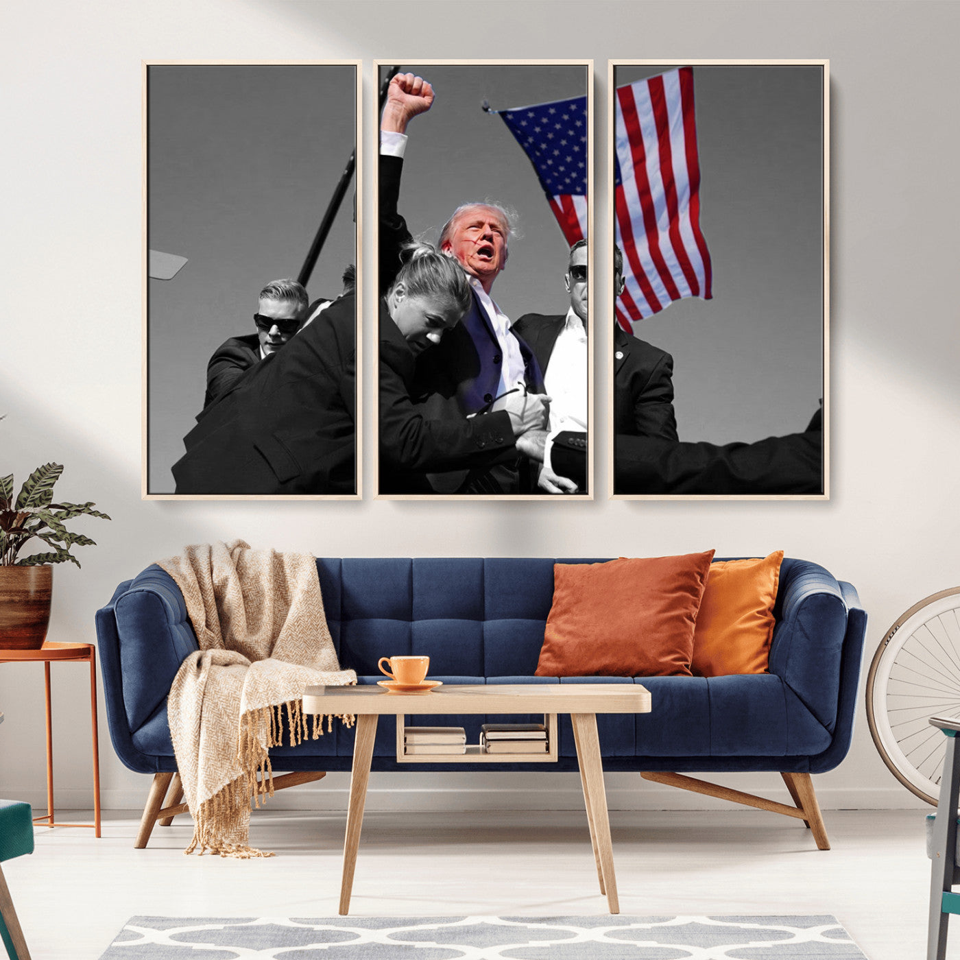 MGV-FC-48X32-3P - Donald Trump Assassination Attempt Wall Art Print, Trump Historic Footage - Iconic Reaction by Trump