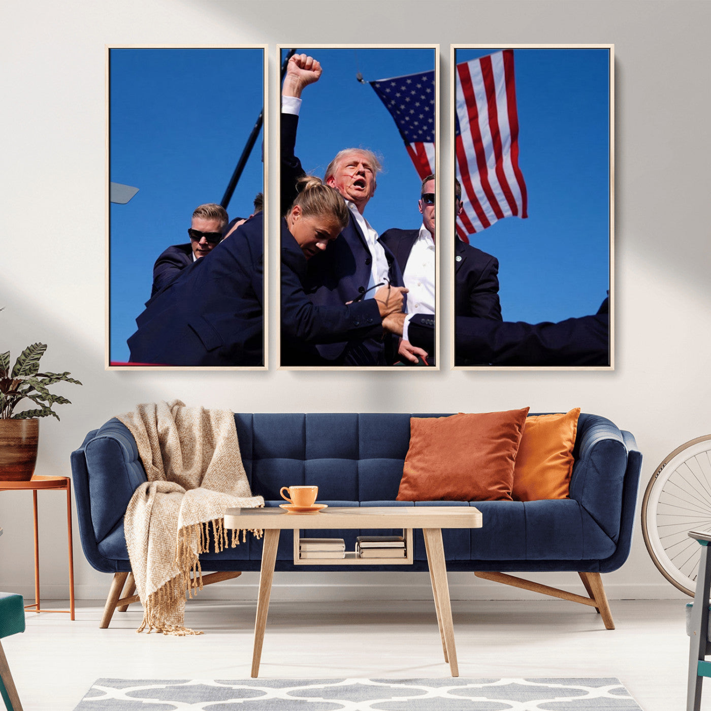 MGV-FC-48X32-3P - Donald Trump Assassination Attempt Wall Art Print, Trump Historic Footage - Iconic Reaction by Trump
