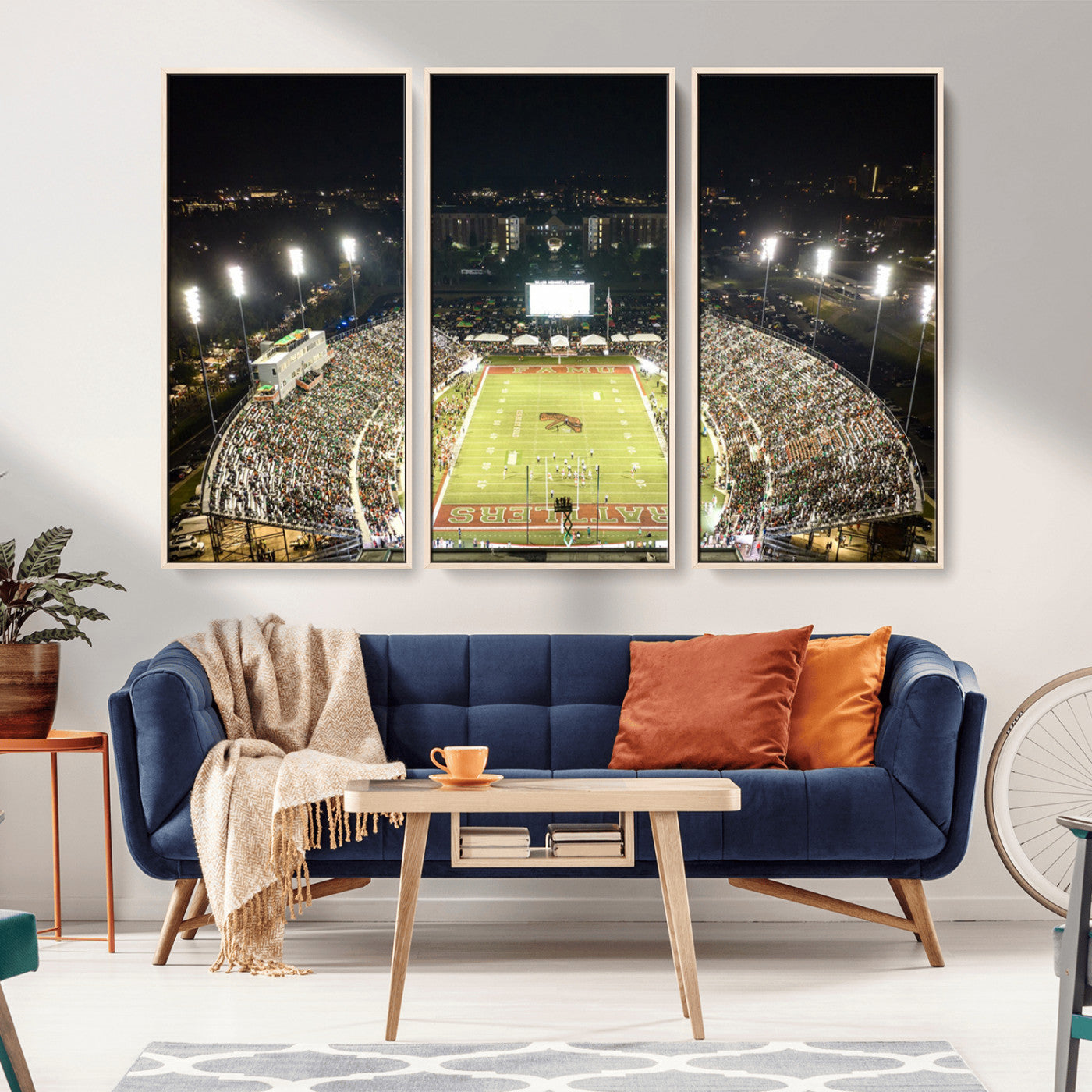 MGV-FC-48X32-3P - Florida A&M Rattlers Football Team Print - Tallahassee Bragg Memorial Stadium Wall Art Canvas Print