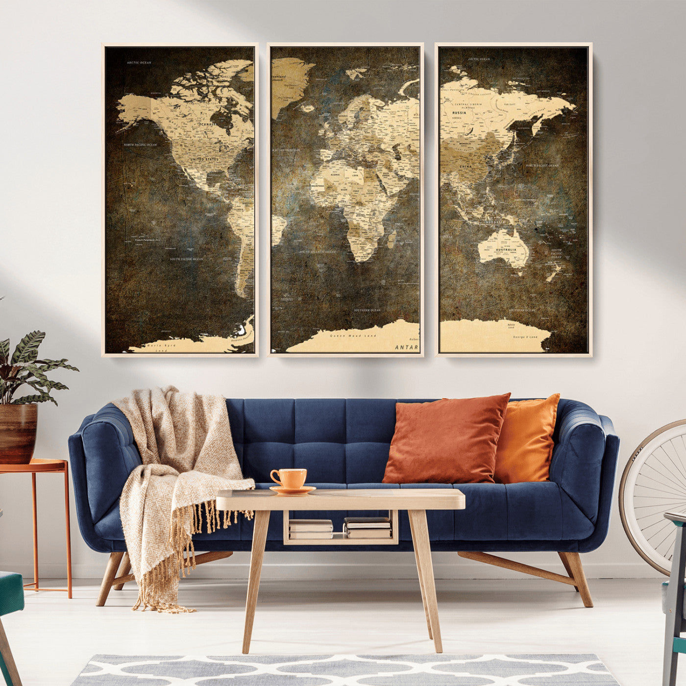 MGV-FC-48X32-3P - Push Pin World Map Canvas Print – Framed Wall Art for Couples to Track Their Travels – Anniversary
