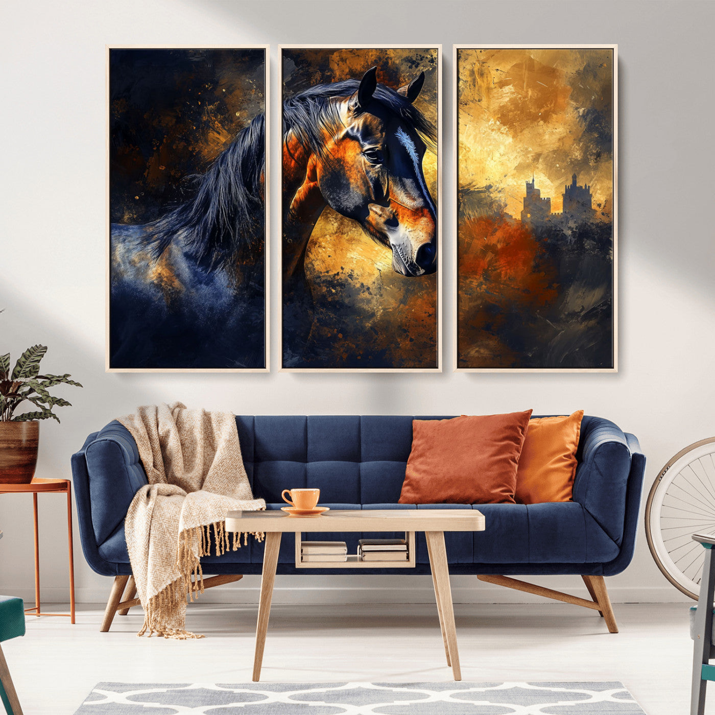 MGV-FC-48X32-3P - Abstract Horse Art Print - Abstract Canvas Wall Art | Perfect for Rustic Farmhouse, Modern, or