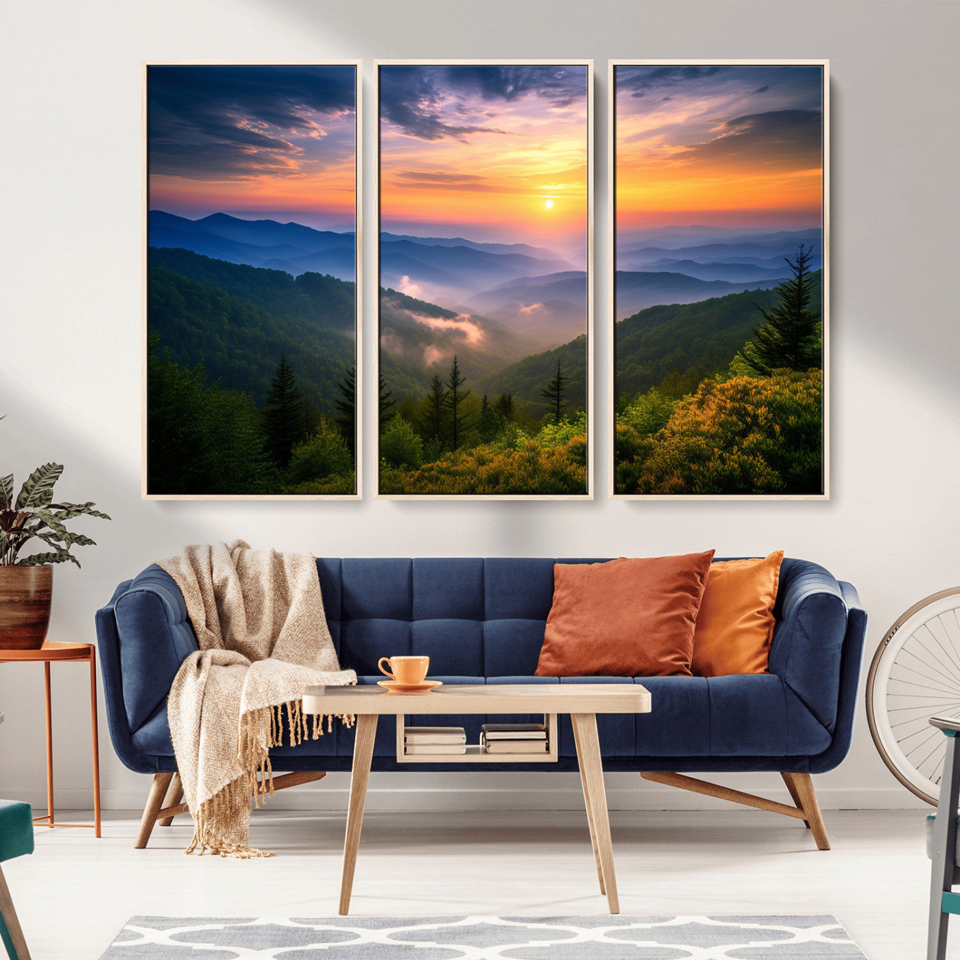 MGV-FC-48X32-3P - Majestic Mountain Sunrise Print | Landscape Wall Art | Canvas Print Ready to Hang | Farmhouse Wall