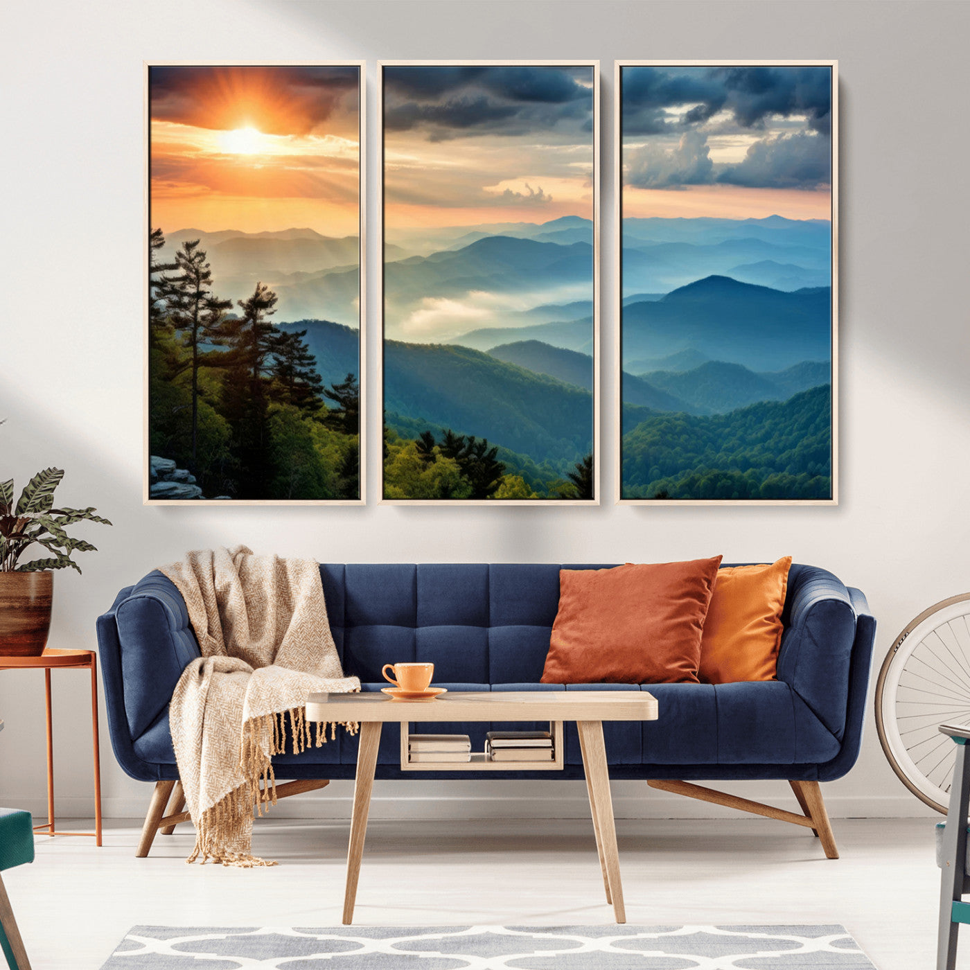 MGV-FC-48X32-3P - Sunrise Over Mountain Range Wall Art Canvas Print, Farmhouse Wall Decor, Cabin Wall Art