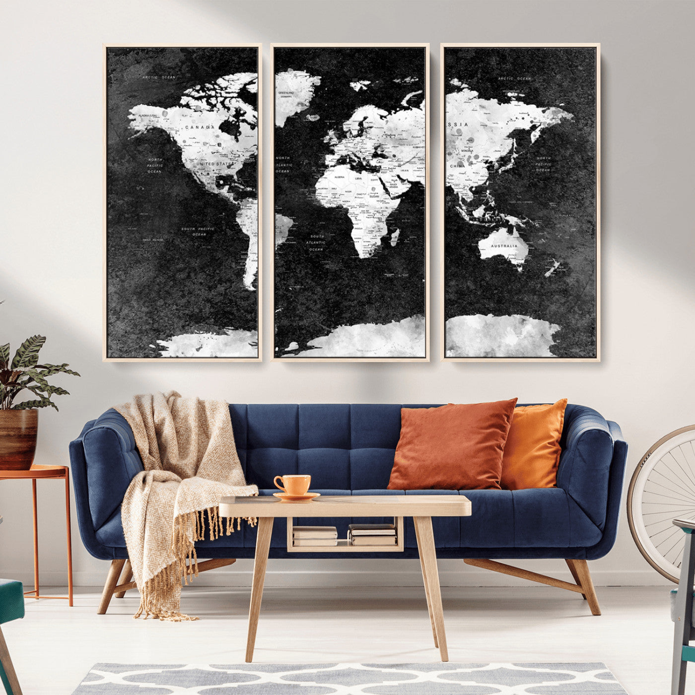 MGV-FC-48X32-3P - Push Pin World Map Canvas Print – Framed Wall Art for Couples to Track Their Travels – Anniversary