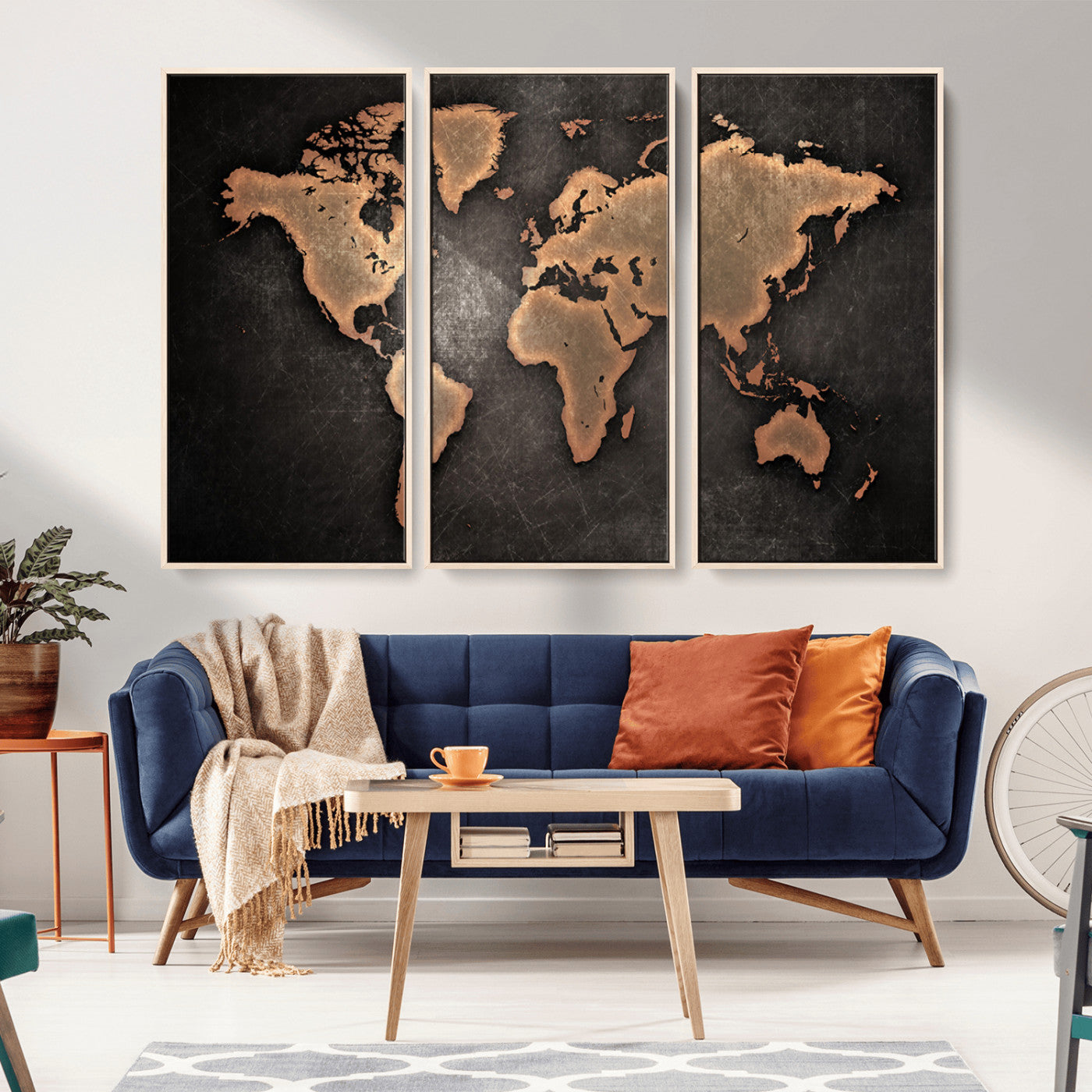 MGV-FC-48X32-3P - Push Pin World Map Canvas Print – Framed Wall Art for Couples to Track Their Travels – Anniversary