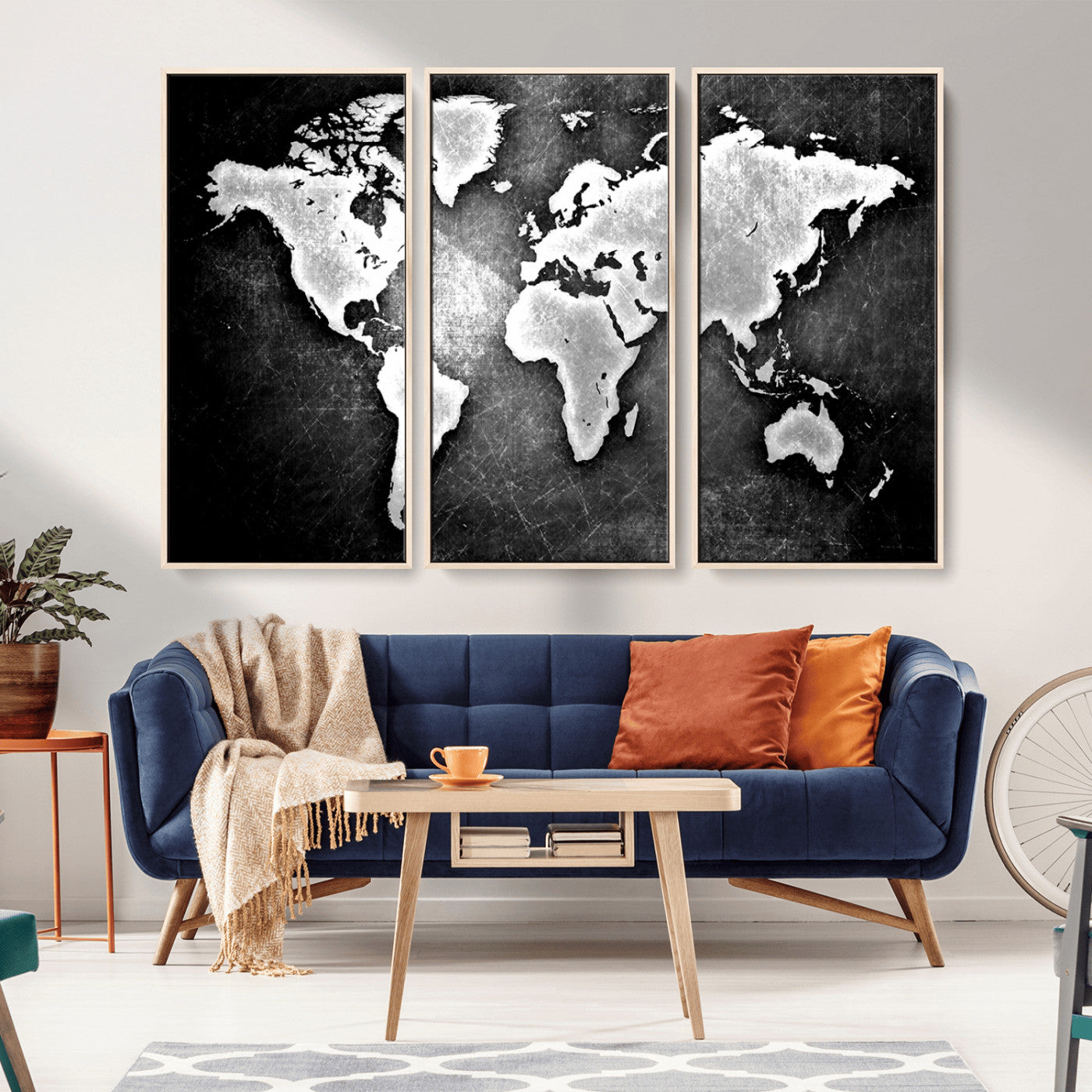 MGV-FC-48X32-3P - World Map Wall Art Canvas Print – Framed Wall Art for Anniversary Gift or Home Adventure Decor