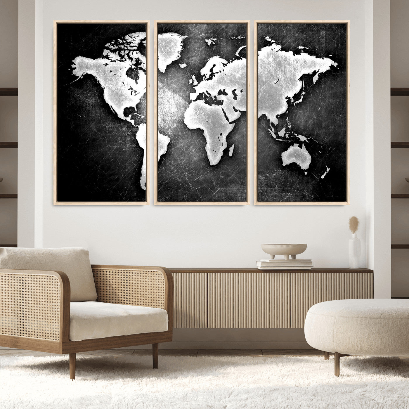 World Map Wall Art Canvas Print – Framed Wall Art for Anniversary Gift or Home Adventure Decor