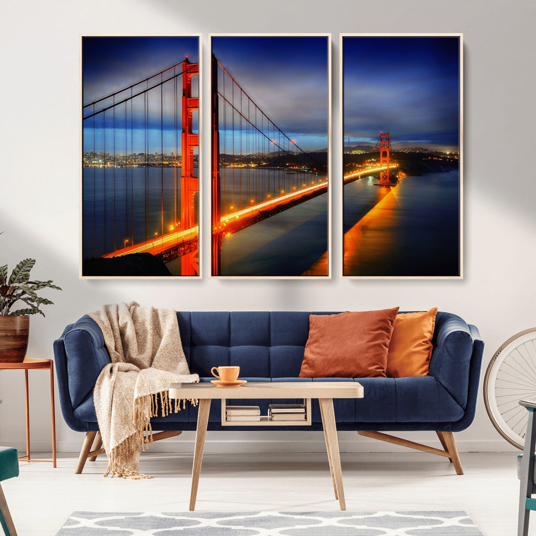 Large Wall Art San Francisco Canvas Print - Wonderful Golden Gate Bridge at Twilight