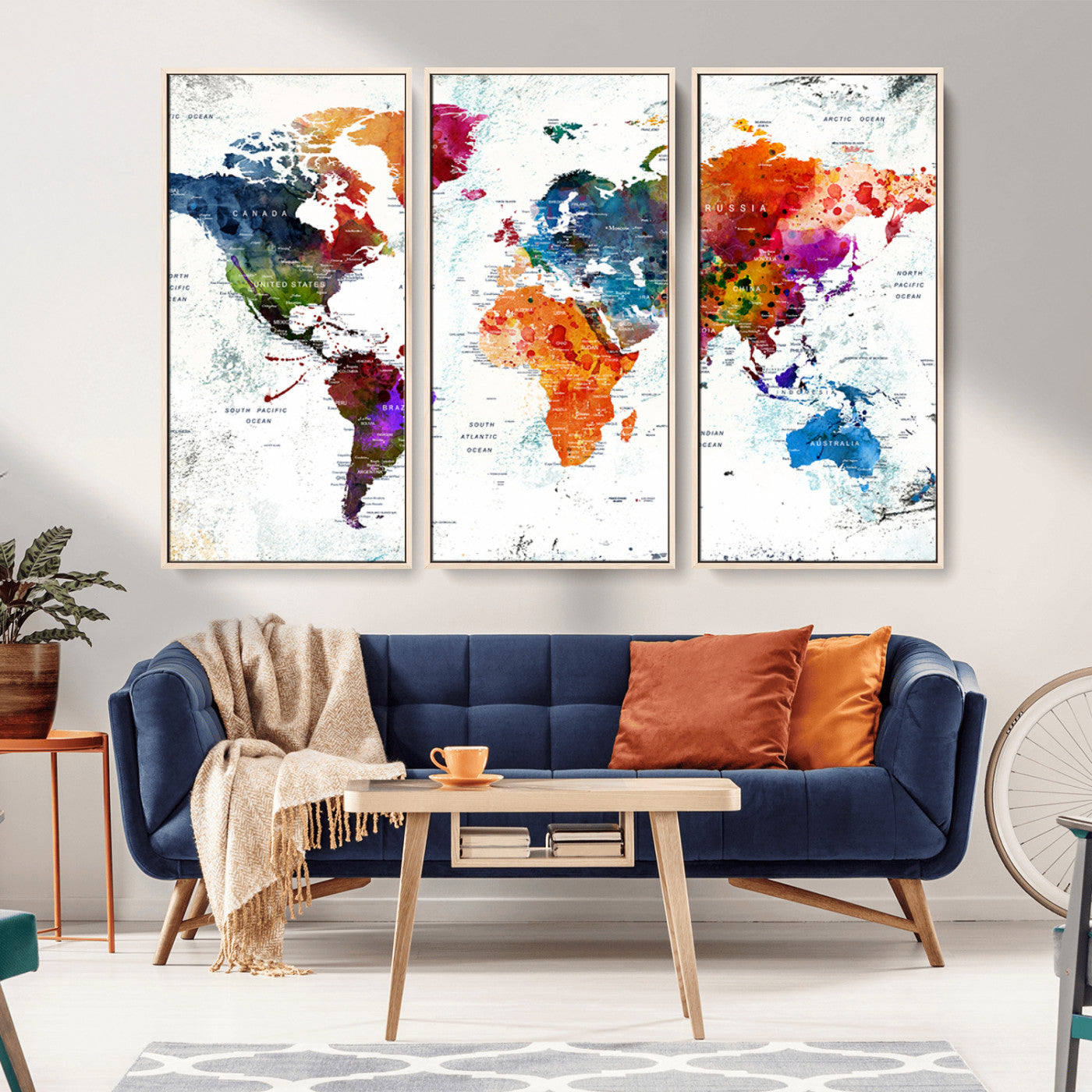 MGV-FC-48X32-3P - Push Pin World Map Canvas Print – Framed Wall Art for Couples to Track Their Travels – Anniversary