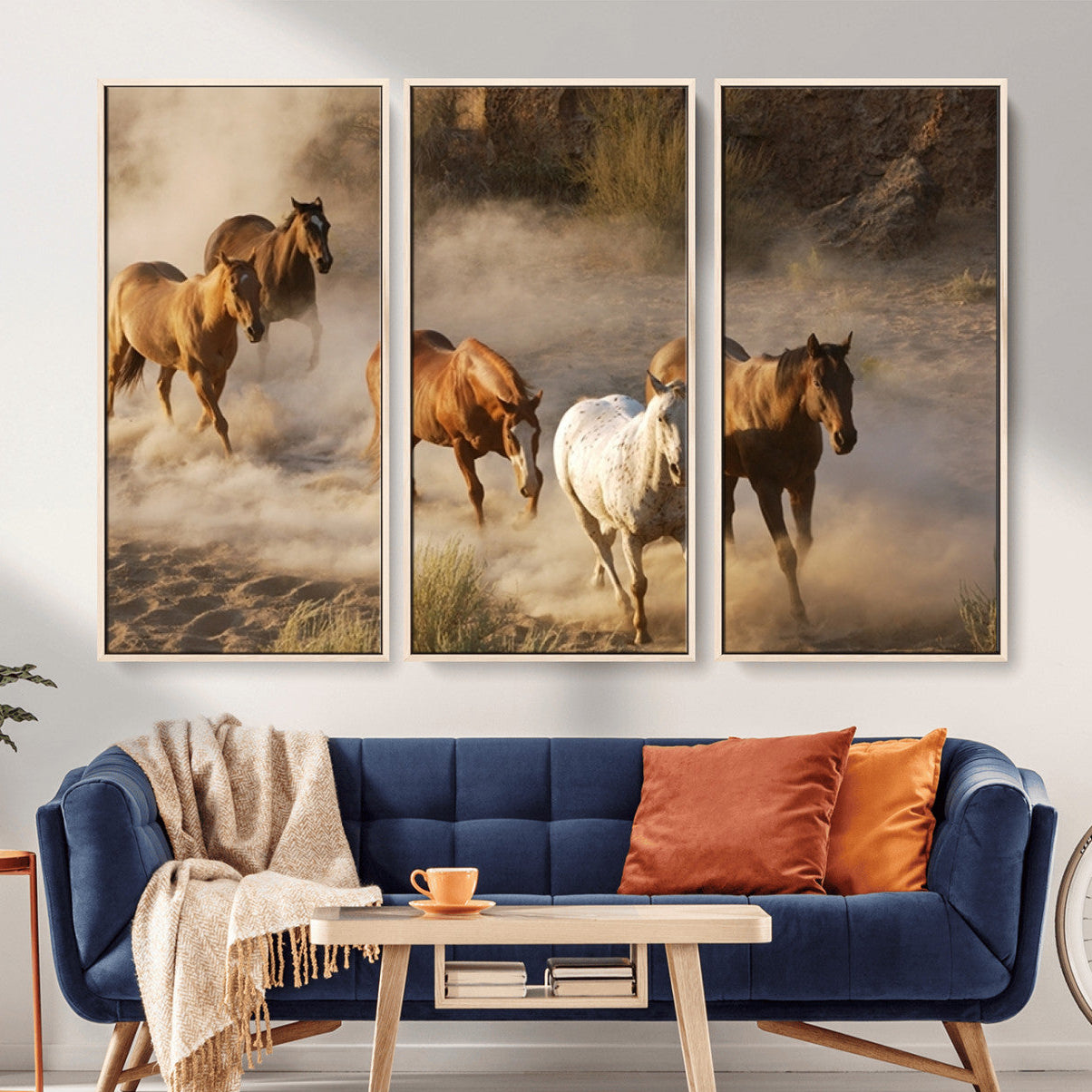 23809-MGV-CV-36X24-Large Wall Art 5 Horses Running on Sand Canvas Print