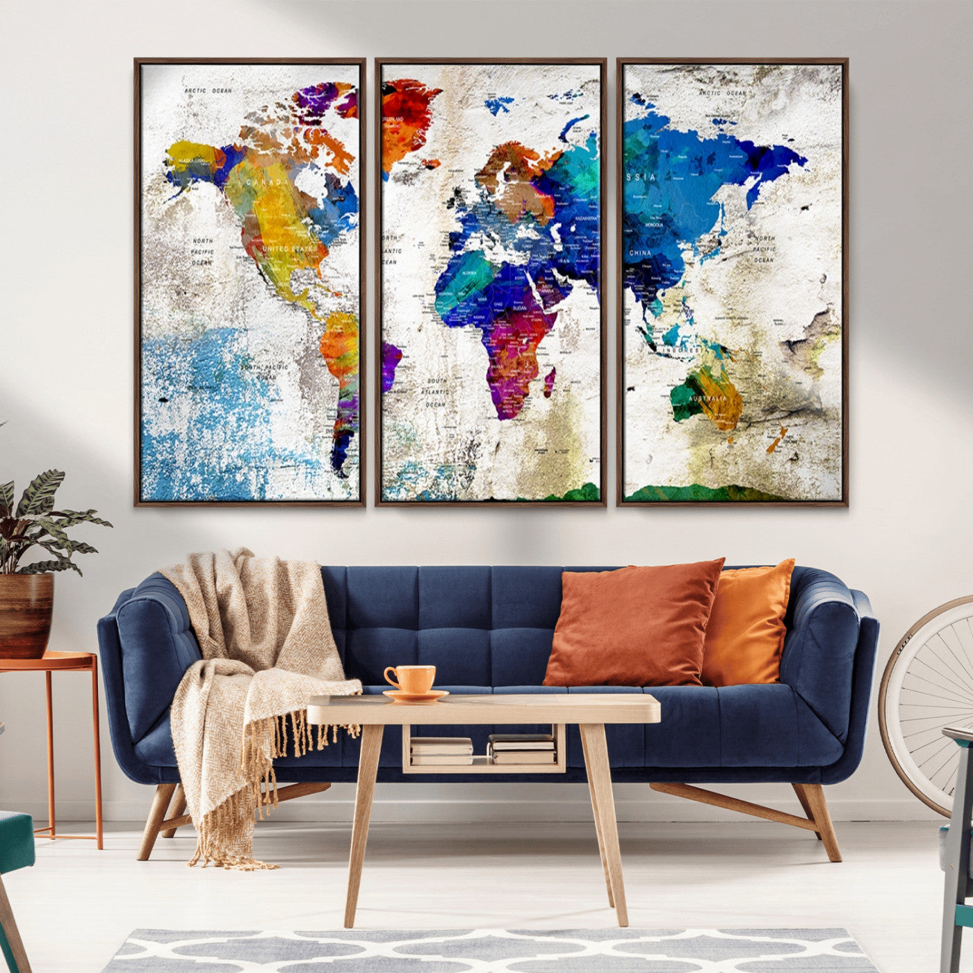 MGV-FC-48X32-3P - Push Pin World Map Canvas Print – Framed Wall Art for Couples to Track Their Travels – Anniversary