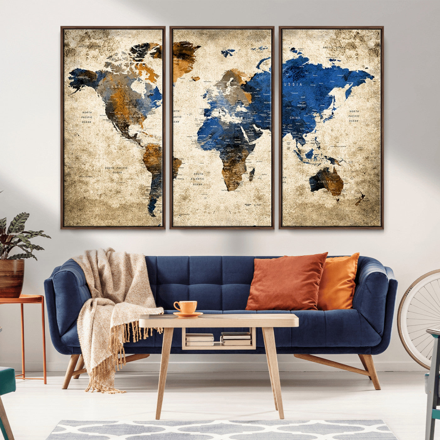 MGV-FC-48X32-3P - Push Pin World Map Canvas Print – Framed Wall Art for Couples to Track Their Travels – Anniversary