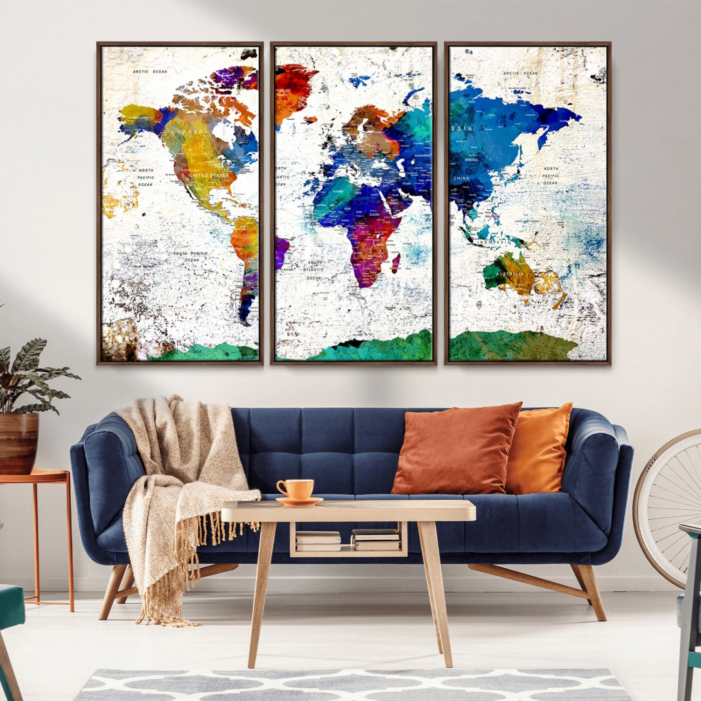 MGV-FC-48X32-3P - Push Pin World Map Canvas Print – Framed Wall Art for Couples to Track Their Travels – Anniversary