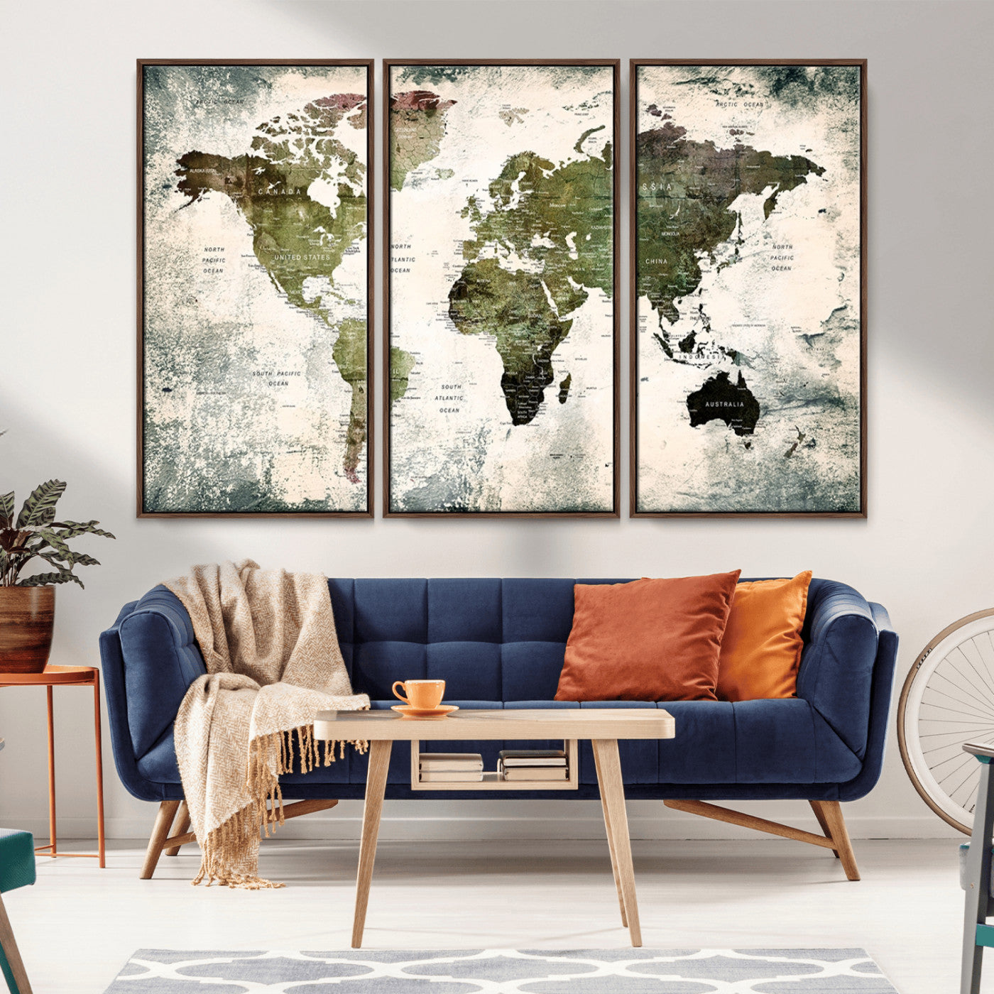 MGV-FC-48X32-3P - Push Pin World Map Canvas Print – Framed Wall Art for Couples to Track Their Travels – Anniversary