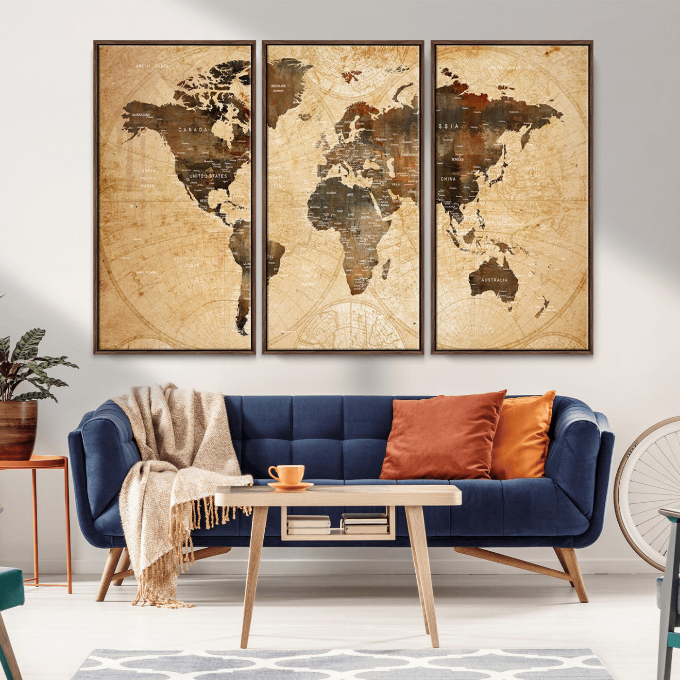 MGV-FC-48X32-3P - Push Pin World Map Canvas Print – Framed Wall Art for Couples to Track Their Travels – Anniversary