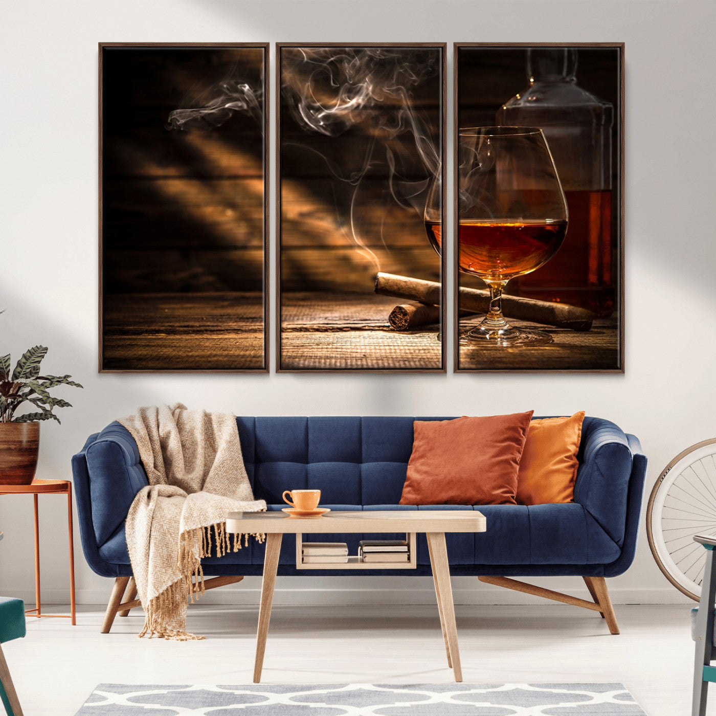 MGV-FC-48X32-3P - Whiskey and Cigar Wall Art Canvas Print