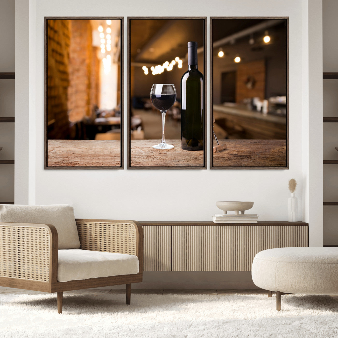 85278-MGV-FC-48X32-3P_Walnut-Wine and Bottle Wall Art Canvas Print