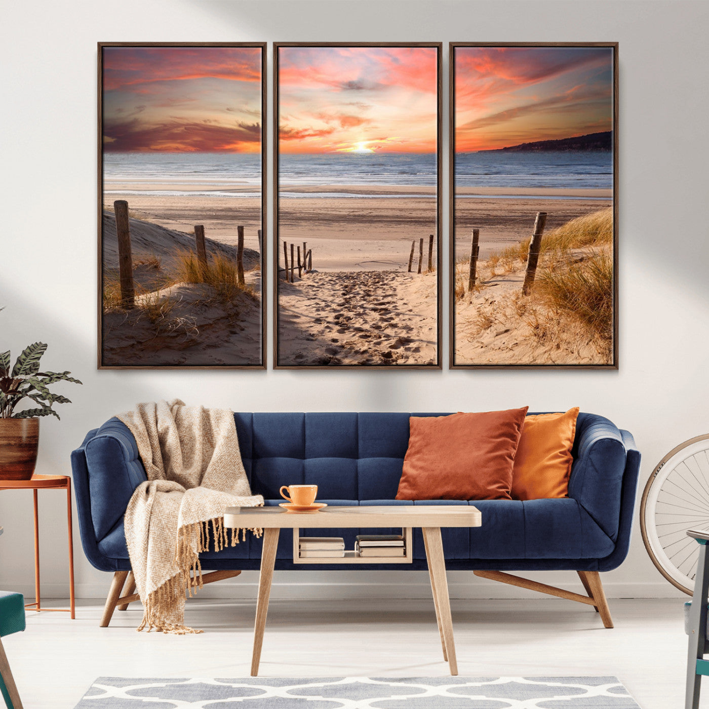 MGV-FC-48X32-3P - Sunset on the Sea Wall Art Canvas Print