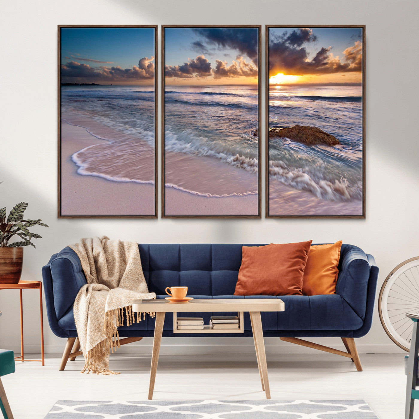 MGV-FC-48X32-3P - Sea Ocean Sunset Beach Wall Art Canvas Print