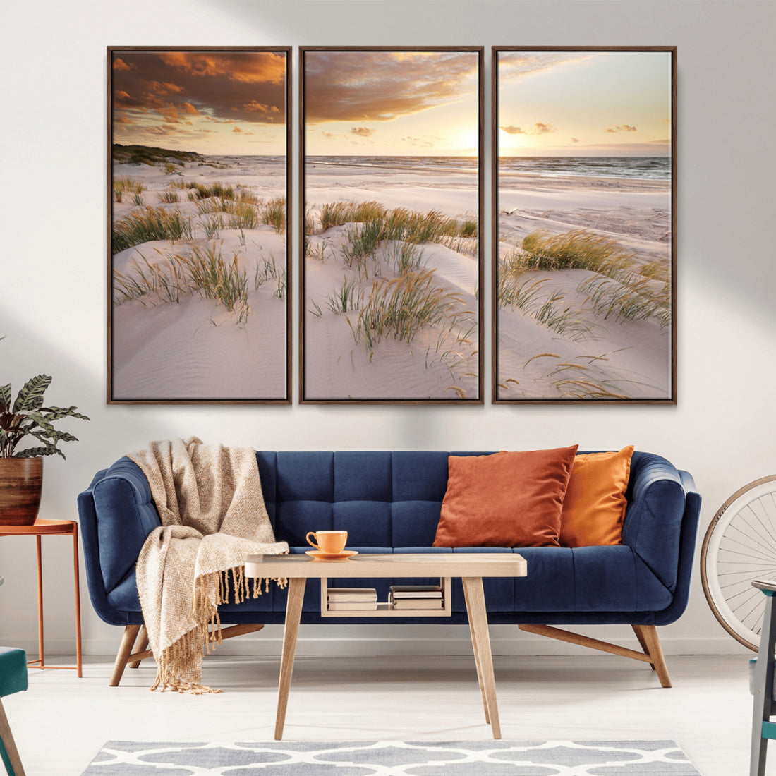Flight Over Coastal Beach Landscape | Coastal Beach Print Canvas Wall Art