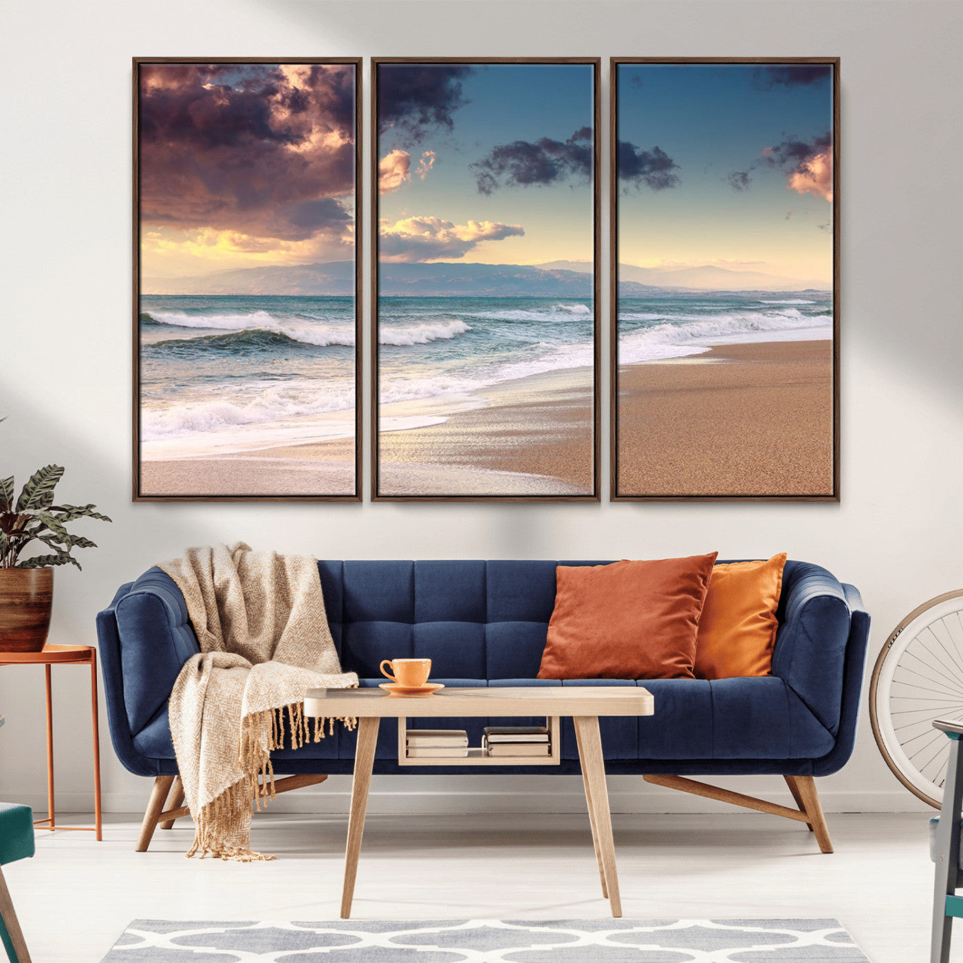 MGV-FC-48X32-3P - Cloudy Weather Beach Sunset Canvas Print | Sunrise Wall Art Canvas Print