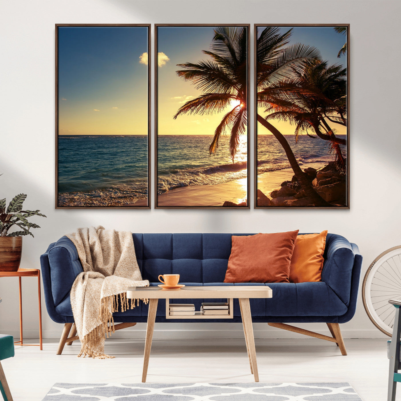 MGV-FC-48X32-3P - Sunset Palm Trees Wall Art Canvas Print