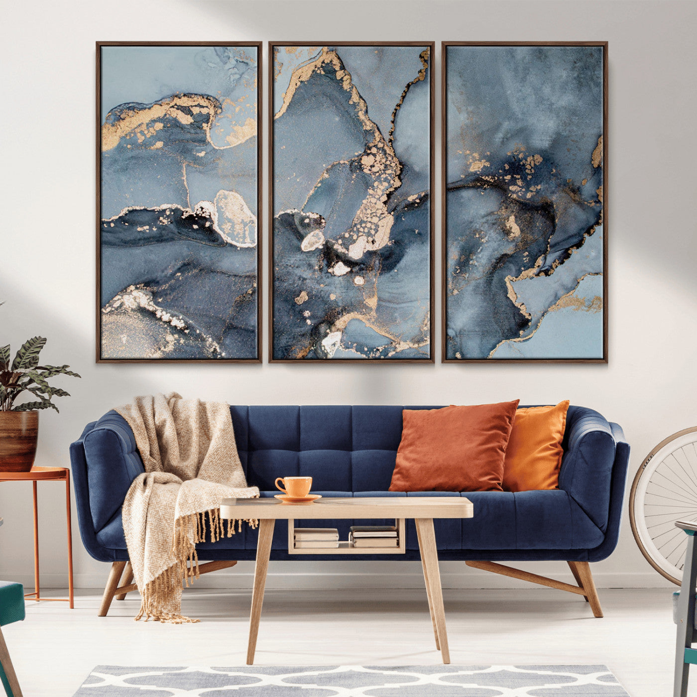 MGV-FC-48X32-3P - Multipanel Marble Fluid Effect Wall Art Abstract Canvas Wall Art Print