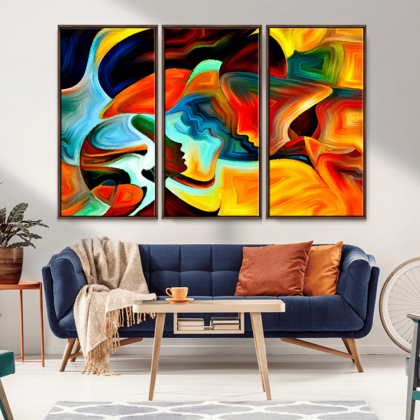 MGV-FC-48X32-3P - Human Love Figures Abstract Wall Art Canvas Print