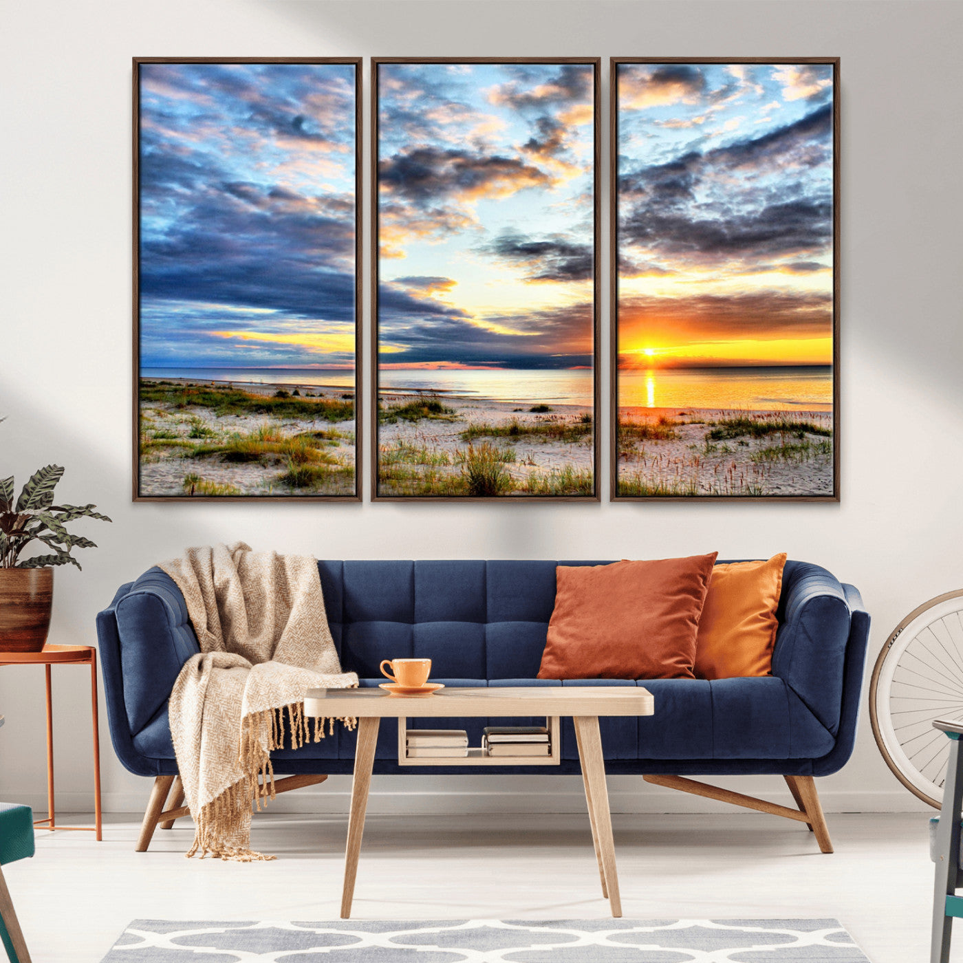 MGV-FC-48X32-3P - Sunset On The Ocean Wall Art Canvas Print