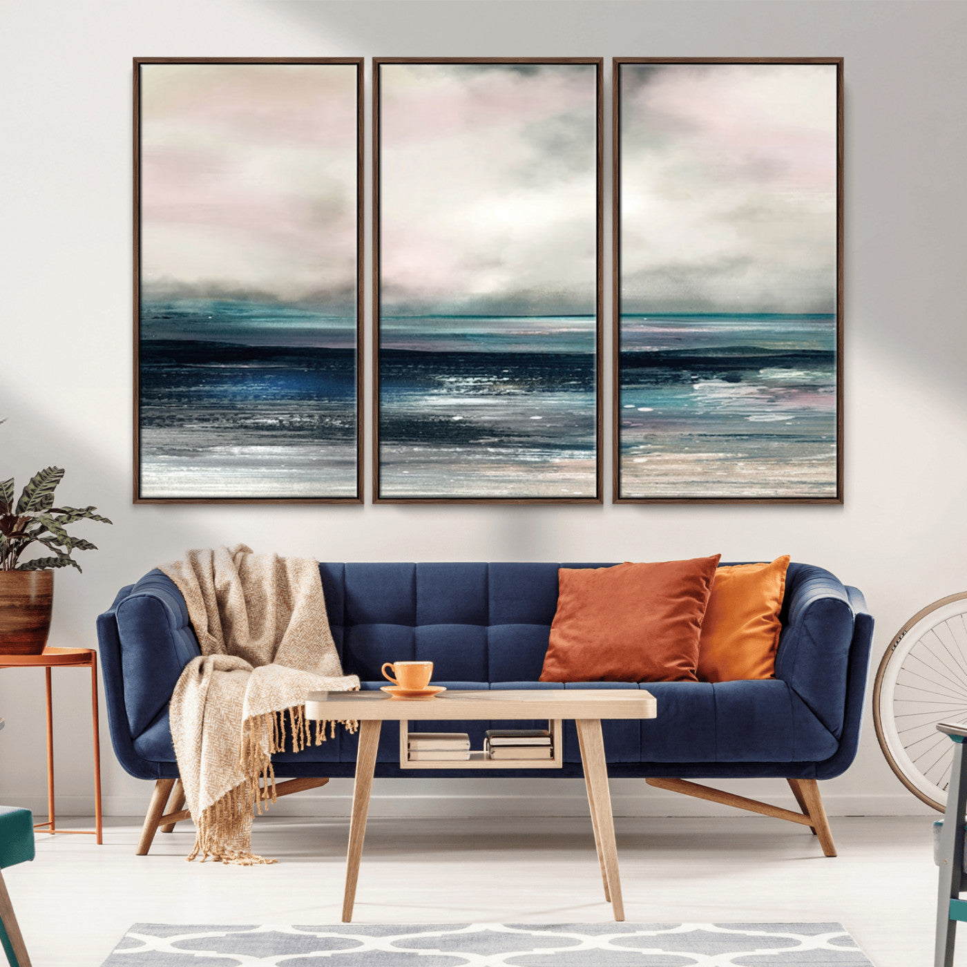 MGV-FC-48X32-3P - Abstract Ocean Wall Art Print – Modern Seascape Canvas Print – Minimalist Coastal Artwork