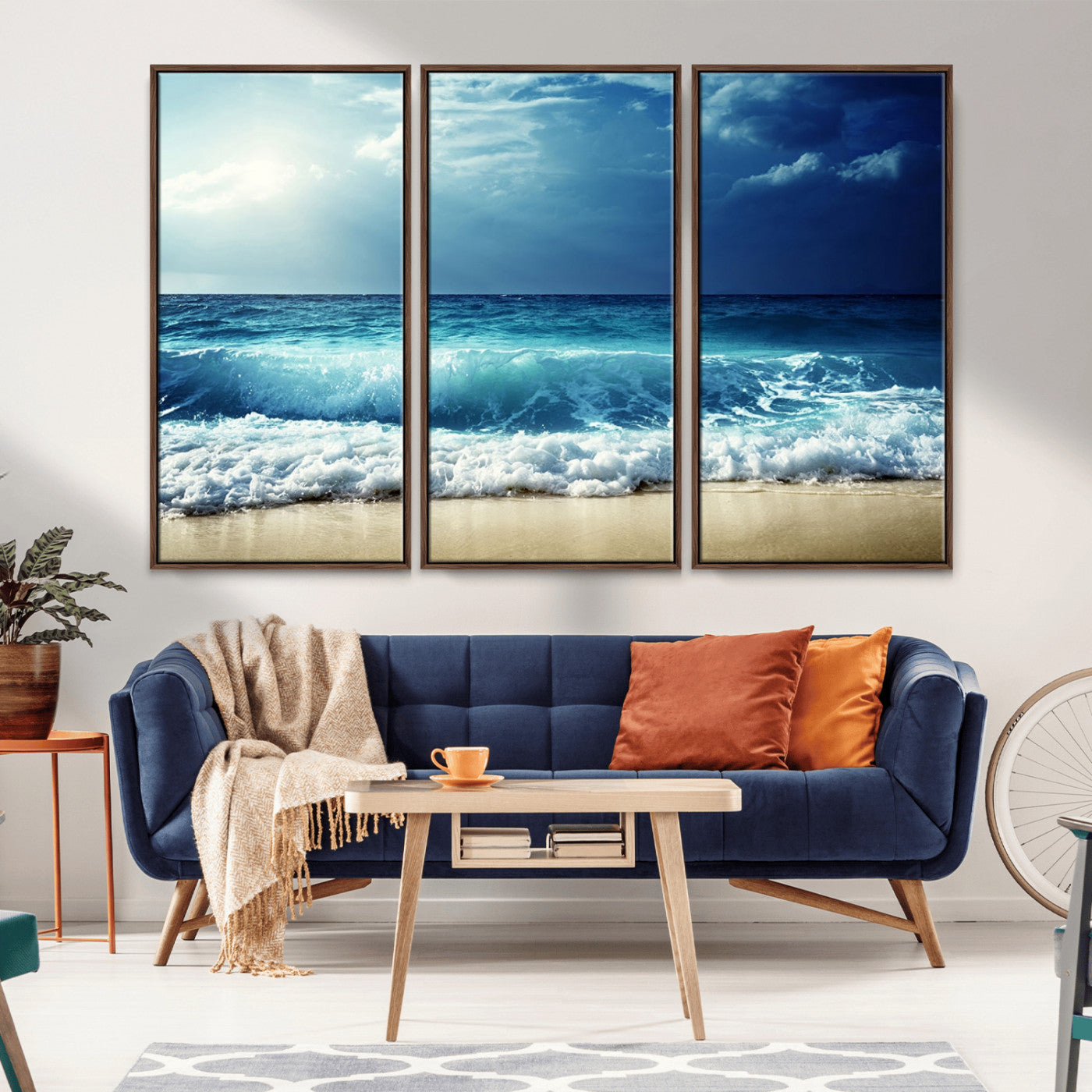 MGV-FC-48X32-3P - Majestic Ocean Wave Wall Art Canvas | 3 Panel Large Seascape Print for Living Room, Bedroom, Office Decor, Ready to Hang