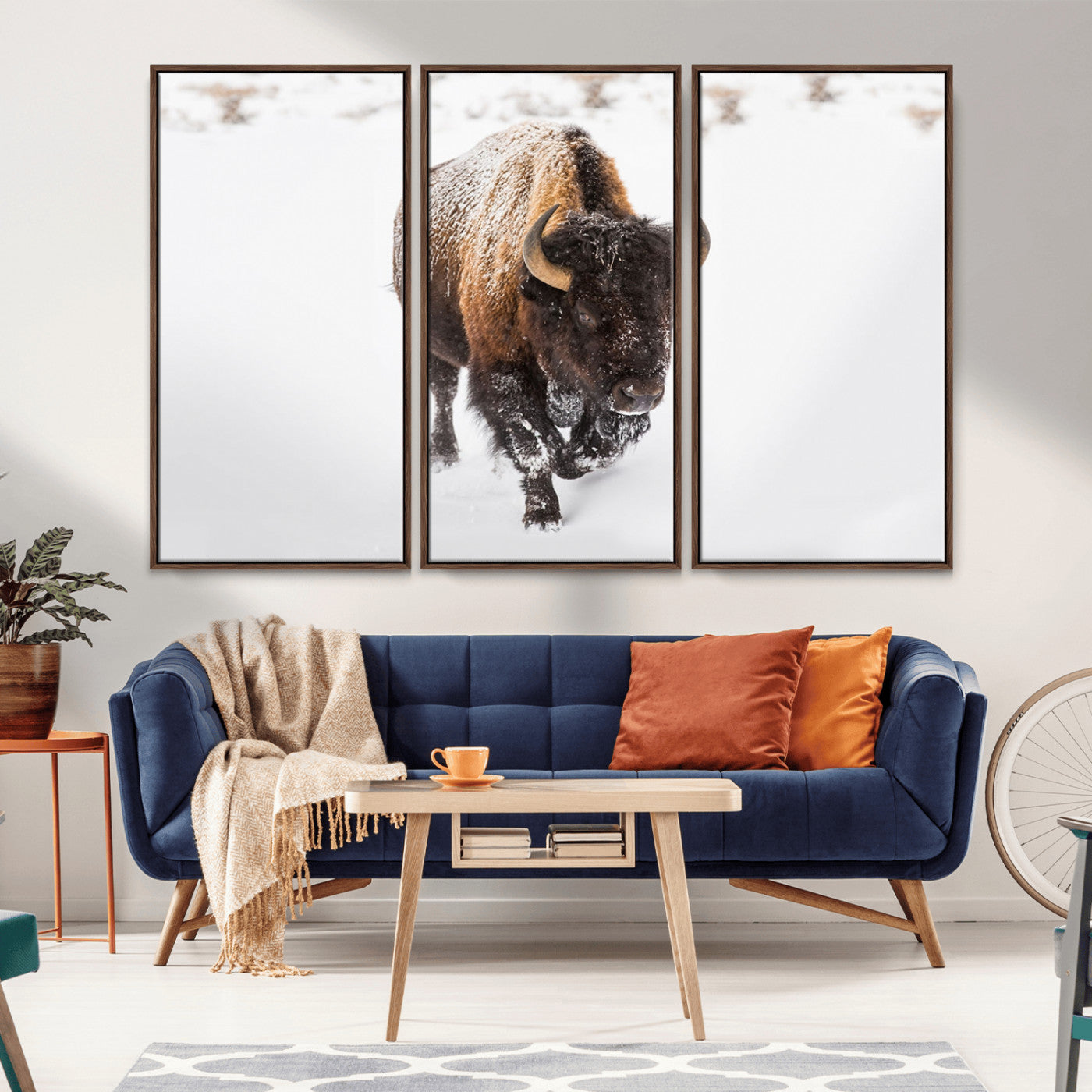 MGV-FC-48X32-3P - Bison Winter Wall Art Canvas Print For Farmhouse Decor