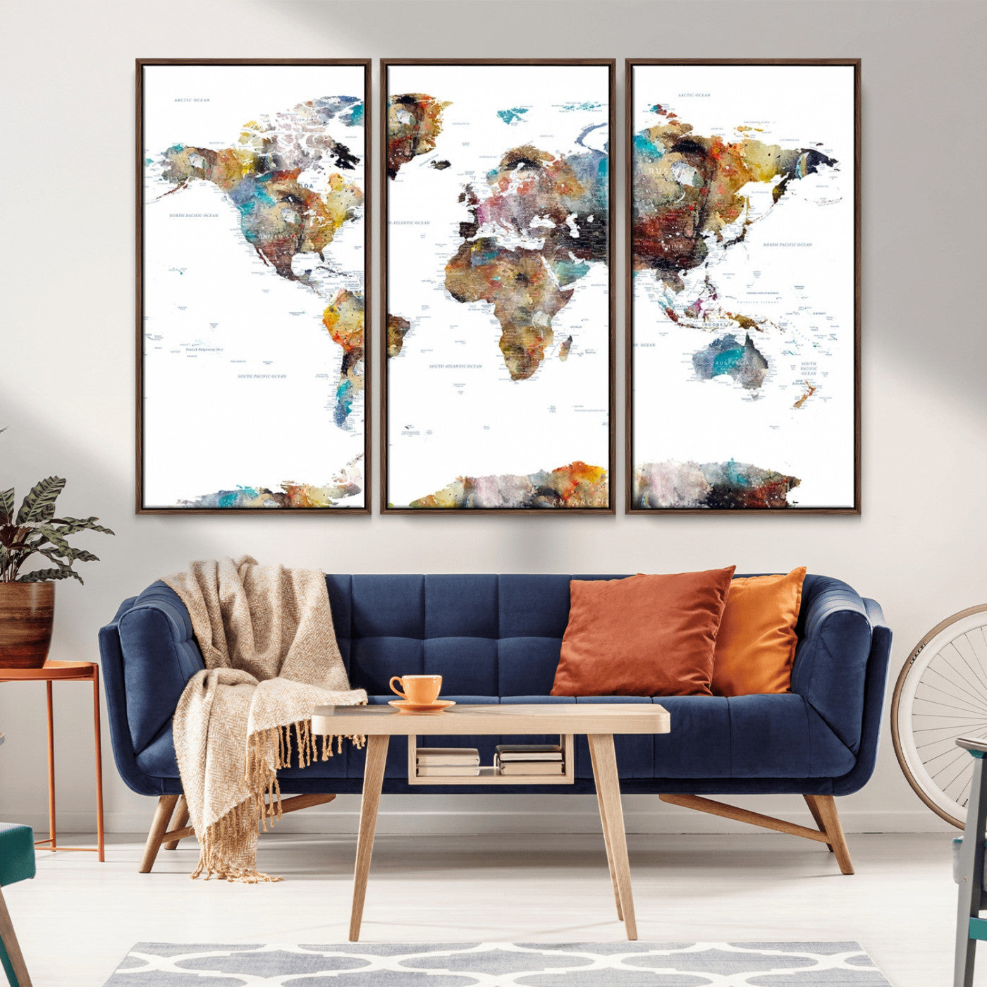 MGV-FC-48X32-3P - Push Pin World Map Canvas Print – Framed Wall Art for Couples to Track Their Travels – Anniversary