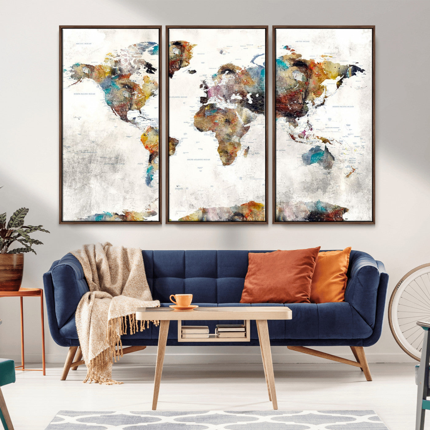 MGV-FC-48X32-3P - Push Pin World Map Canvas Print – Framed Wall Art for Couples to Track Their Travels – Anniversary
