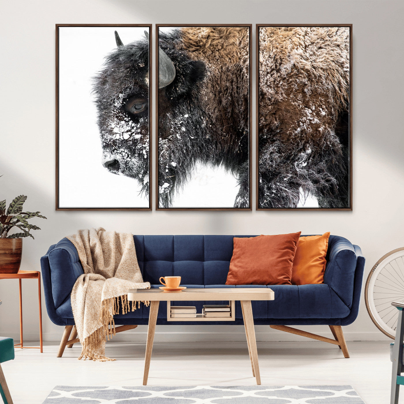 MGV-FC-48X32-3P - American Bison Wall Art Print | Buffalo Canvas Wall Art |  Framed and Ready to Hang Bison Print for Living Room or Office
