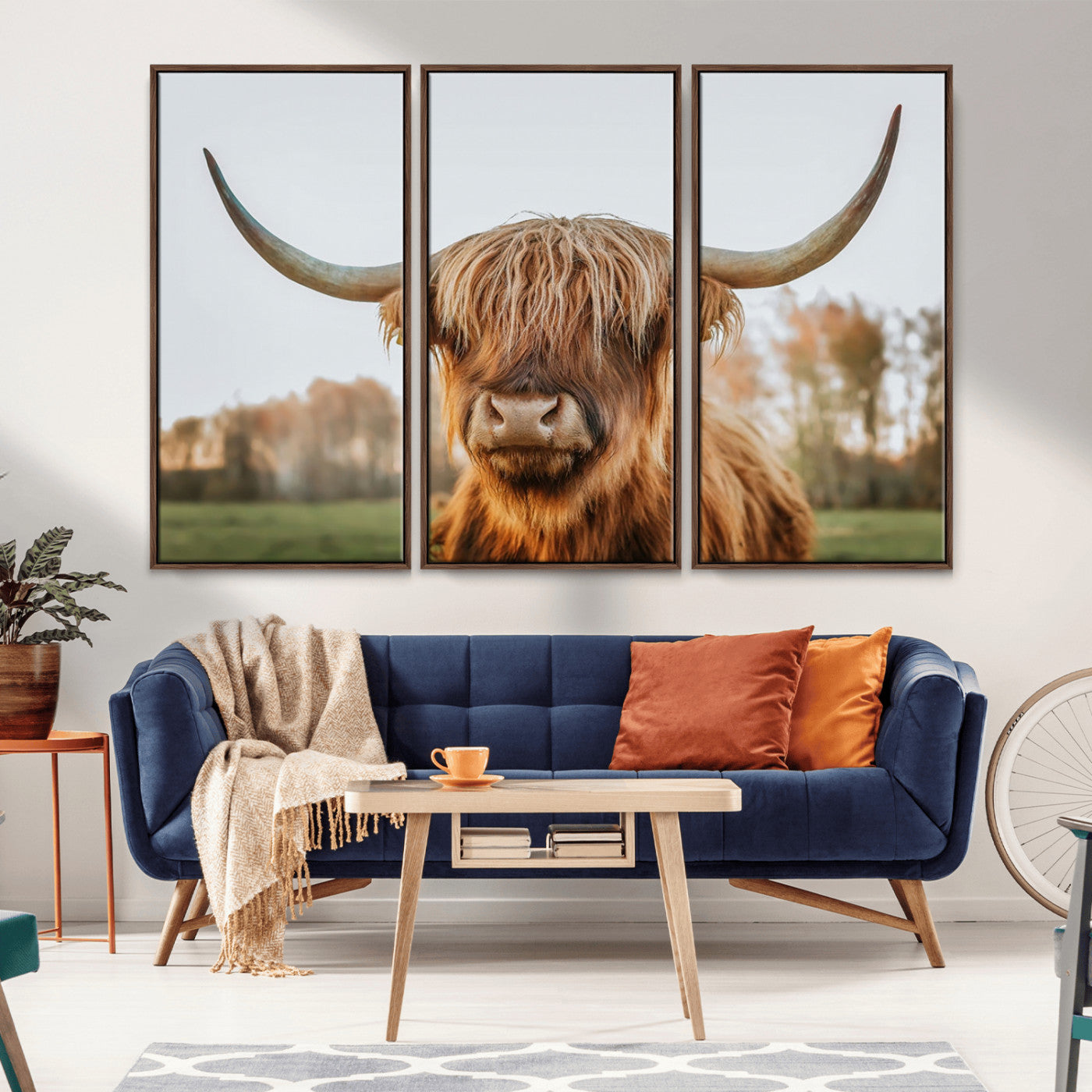 MGV-FC-48X32-3P - Highland Cow Animal Scottish Cattle Art Print Farmhouse Wall Art Canvas Print