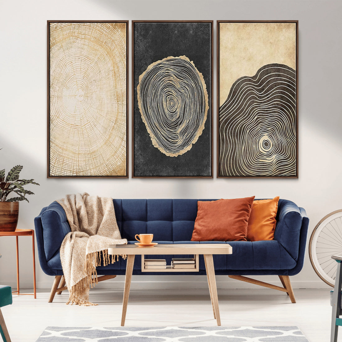 Tree Rings Canvas Wall Art Print, Minimalist Natural History in Modern Decor