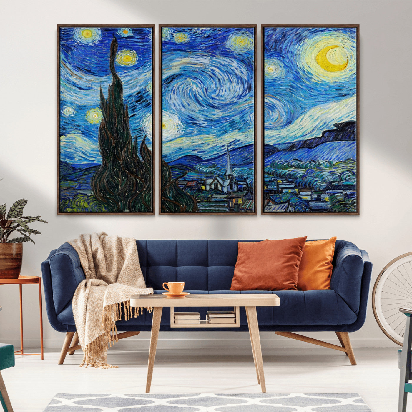 MGV-FC-48X32-3P - Vincent Van Gogh The Starry Night Abstract Wall Art Canvas Print