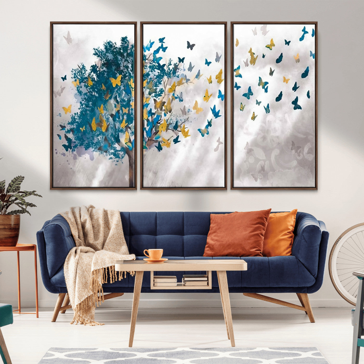 MGV-FC-48X32-3P - Tree Butterfly Abstract Tree and Butterfly Wall Art Canvas Print