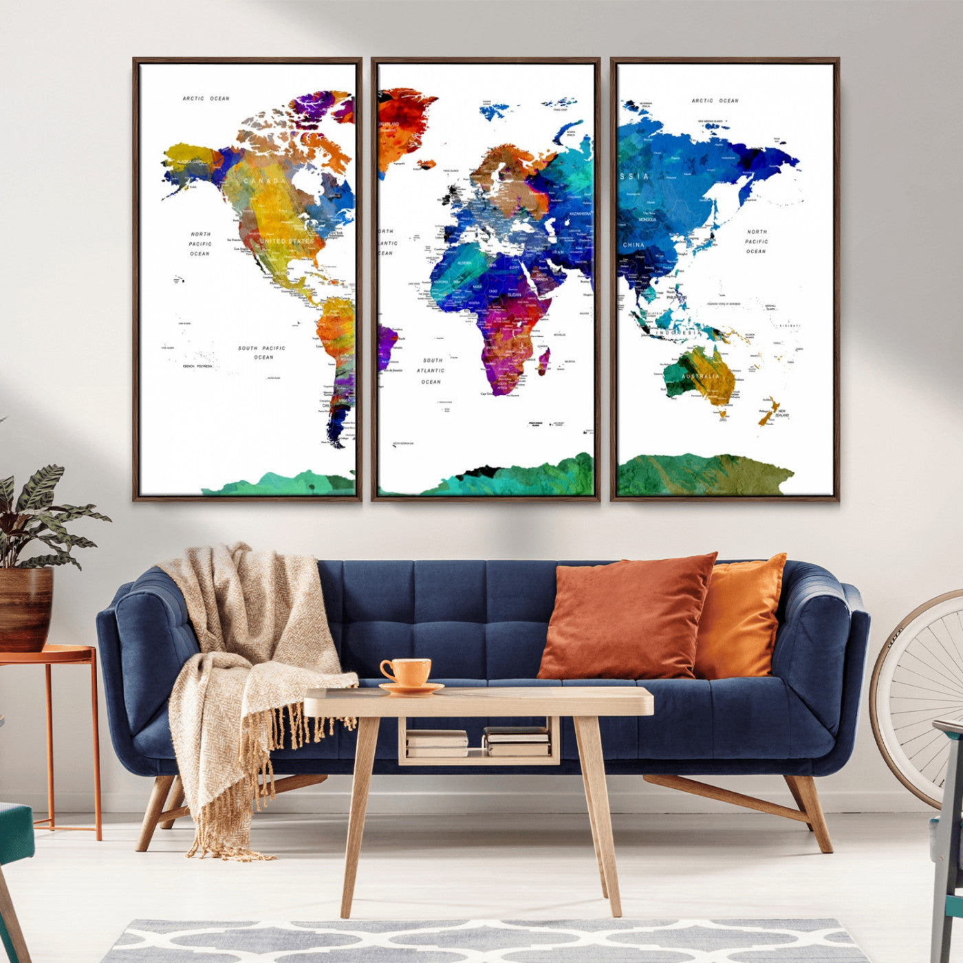 -Push Pin World Map Canvas Print – Framed Wall Art for Couples to Track Their Travels – Anniversary