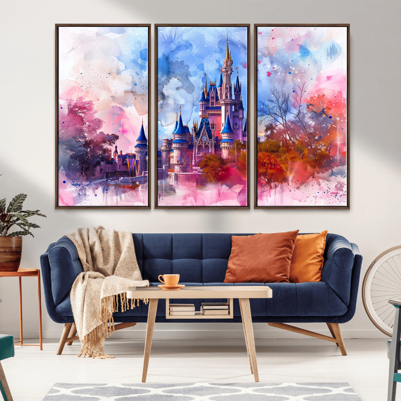 MGV-FC-48X32-3P - Disney Wall Art: Dreamy Watercolor Cinderella Castle Canvas Print